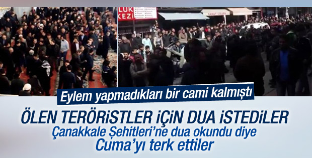 PKK yandaşları Cuma namazında eylem yaptı