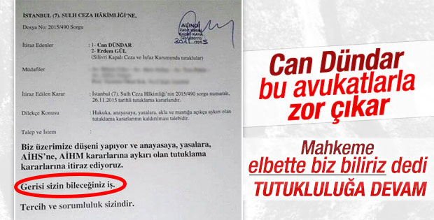 Can Dündar'ın tutukluluğuna itiraz reddedildi