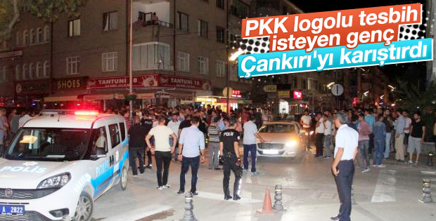 Çankırı'da PKK logolu tesbih gerginliği