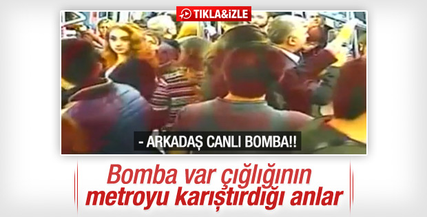 Ankara'da metro içinde canlı bomba paniği kamerada