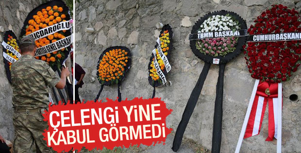 Kılıçdaroğlu'nun şehit cenazesindeki çelengi yırtıldı