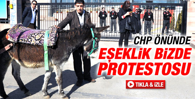 CHP Genel Merkezi önünde eşekli protesto