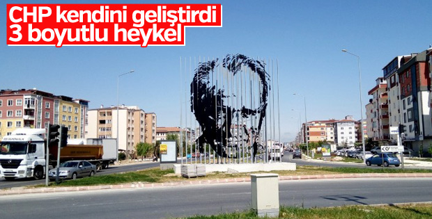 Tekirdağ Belediyesi'nden 3 boyutlu Atatürk silueti