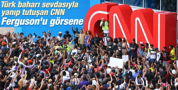 Ferguson'u görmeyen CNN'e Atlanta'daki merkezinde tepki