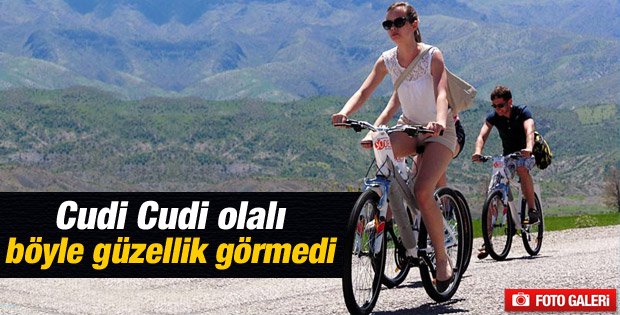 Yabancı öğrenciler Cudi'de bisiklete bindi