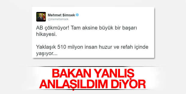 Mehmet Şimşek'in AB tweet'i yanlış anlaşıldı