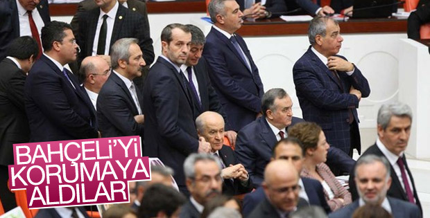 Meclis'te tartışmada Bahçeli'ye önlem