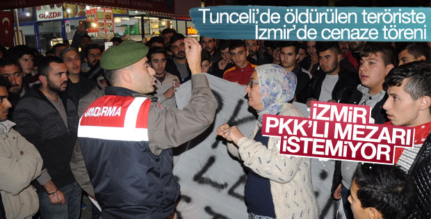 İzmir'de terörist cenazesine tepki