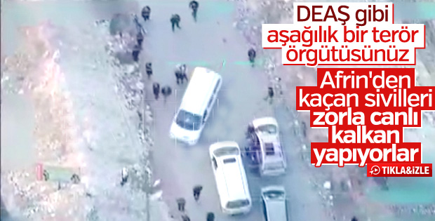 YPG'nin Afrin'den kaçan sivilleri engellemesi kamerada