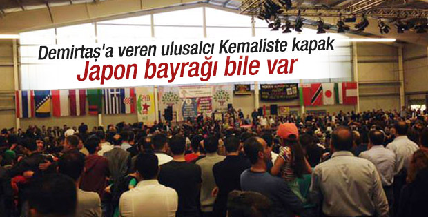 Demirtaş'ın mitinginde Türk bayrağı hariç 12 bayrak vardı