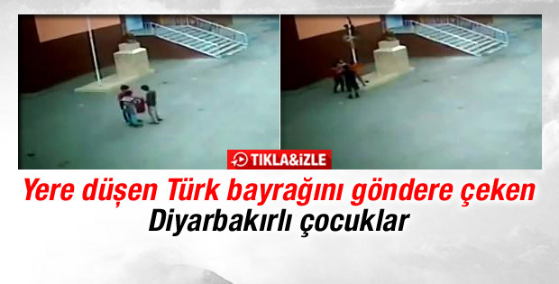 Diyarbakırlı çocukların yere düşen Türk bayrağına saygısı