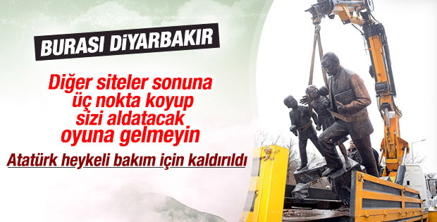 Diyarbakır'da Atatürk heykeli bakım için kaldırıldı