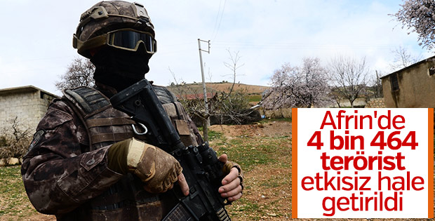 Afrin'de 4 bin 464 terörist etkisiz hale getirildi