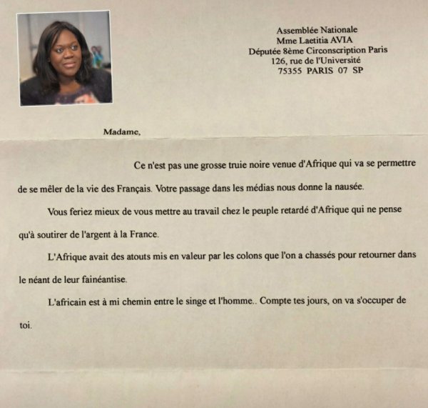 Fransız vekile ölüm tehdidi içeren ırkçı mektup
