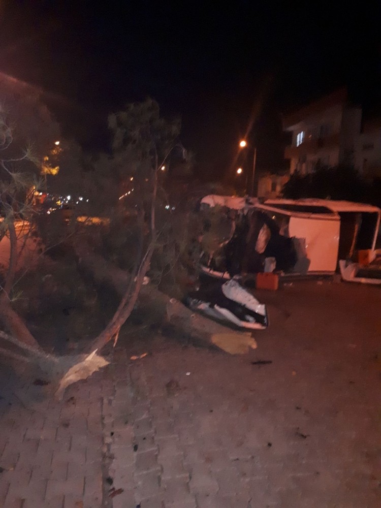 Alkollü sürücü boş yolda ağaca çarptı