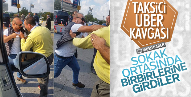 UBER sürücüsü ile taksici kavga etti
