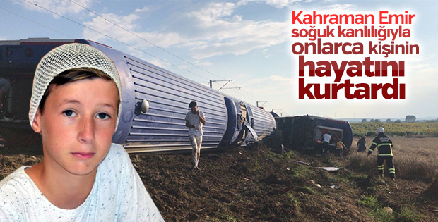 Tren kazasında vagonun camını kıran Emir, hayat kurtardı