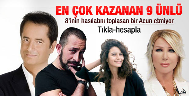 En çok kazanan ünlüler listesindeki Acun farkı