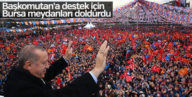 Cumhurbaşkanı Erdoğan'ı Bursa'da dev kalabalık karşıladı