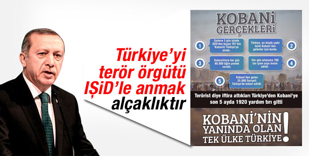 Erdoğan: Türkiye'yi DAEŞ'le anmak namertliktir