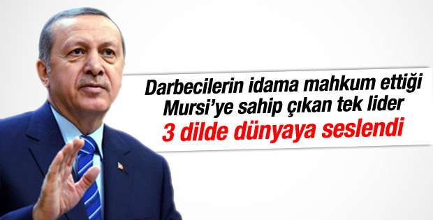 Cumhurbaşkanı Erdoğan'dan 3 dilde Mursi tepkisi