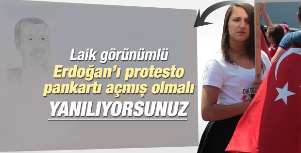 Erdoğan'a hoş geldin pankartı açan kız