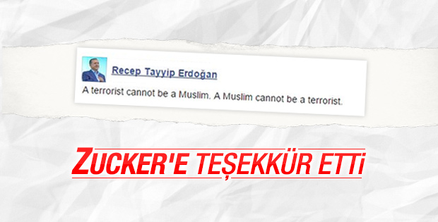 Erdoğan'dan Facebook'un sahibine teşekkür