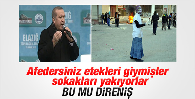 Erdoğan'dan maskeli etekli eylemcilere tepki