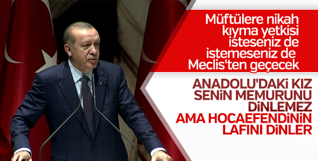Cumhurbaşkanı müftülere nikah kıyma yetkisine değindi