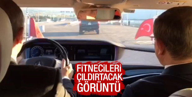 Erdoğan ile Davutoğlu Osman Gazi Köprüsü'nden geçti