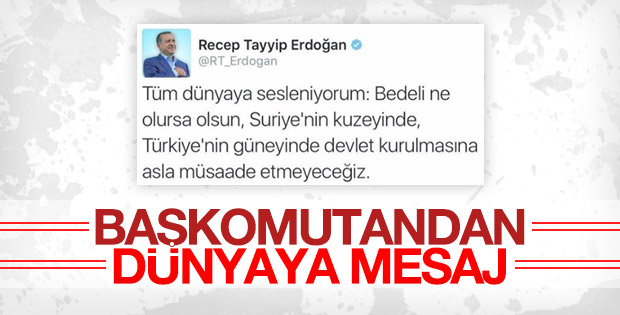 Cumhurbaşkanı Erdoğan'ın Suriye tweet'i