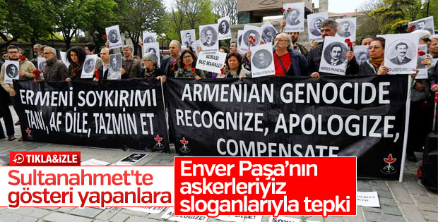 Sözde Ermeni soykırımı gösterisini protesto ettiler
