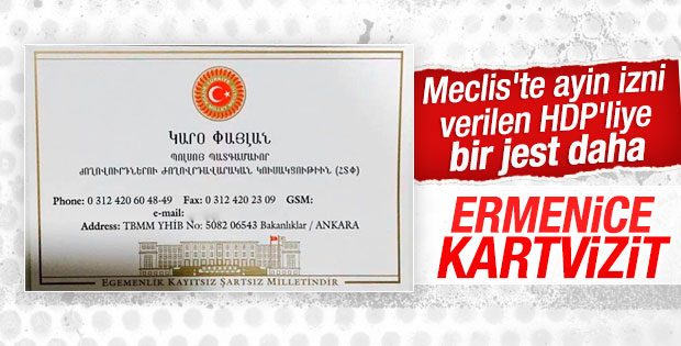 Meclis'ten Garo paylan için Ermenice kartvizit