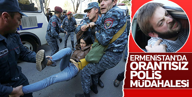 Ermenistan'da polis şiddet ile Kadife Devrim'i bastırıyor