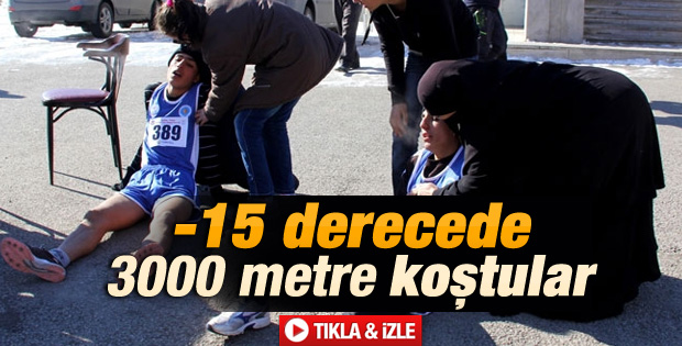 Erzurum'da eksi 15 derecede çocukları bayıltan yarış