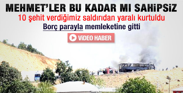 Yaralı asker borç parayla memleketine dönmüş