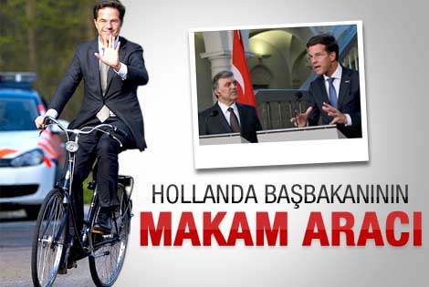 Hollanda başbakanı görüşmeye bisikletle geldi