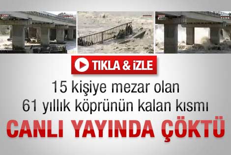 Canlı yayında Çaycuma Köprüsü'nün ayağı çöktü