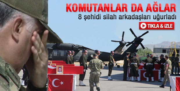 8 şehit için Van'da askeri tören