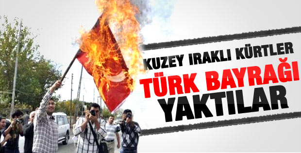 Kuzey Iraklı Kürtler Türk Bayrağı yaktılar