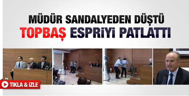 Müdür sandalyeden düşünce Topbaş espriyi patlattı