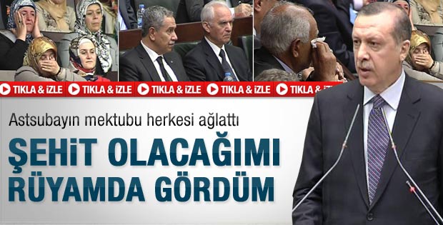 Erdoğan'ın okuduğu şehit mektubu ağlattı