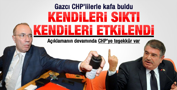 Şahin gaz sıkan CHP'lilerle kafa buldu