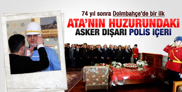 10 Kasım'da Dolmabahçe'de asker yerine polis
