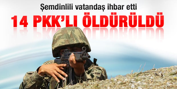 Şemdinli'de 14 PKK'lı öldürüldü