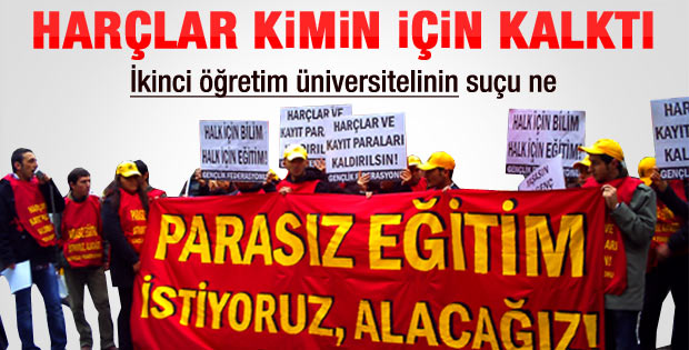 İkinci öğretim öğrencilerinin harç tepkisi