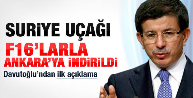 Davutoğlu'ndan Suriye uçağı açıklaması