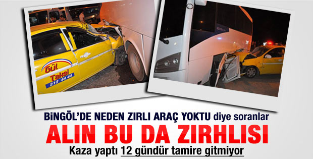 Zırhlı polis aracının hali de içler acısı
