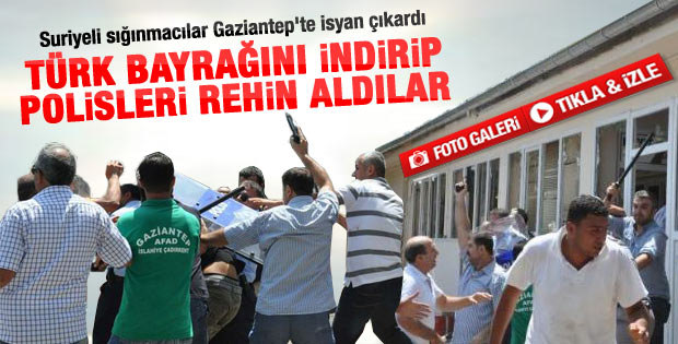 Suriyeli mültecilerden Türk bayrağına saldırı