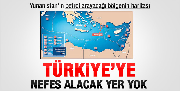 Yunanistan'ın petrol arayacağı bölgenin haritası